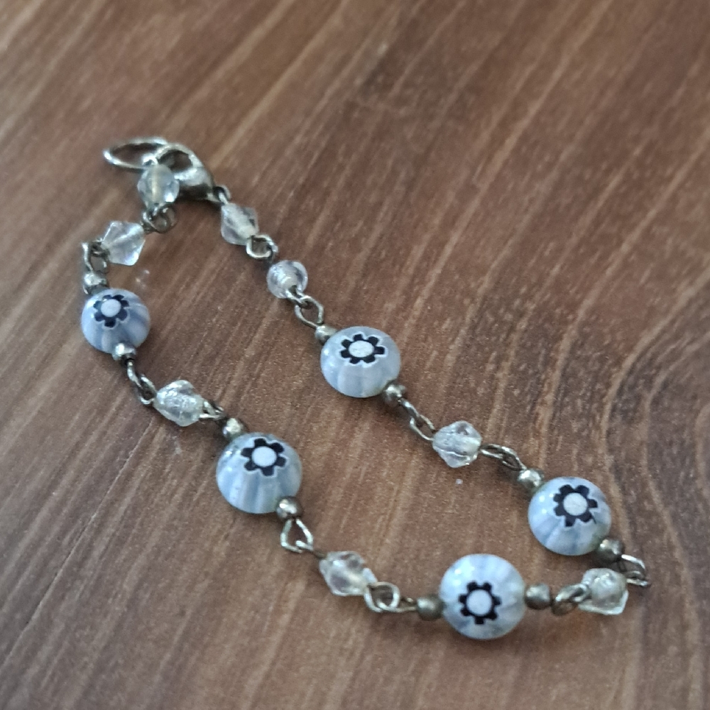 Elegant Silver and Blue Beaded Bracelet